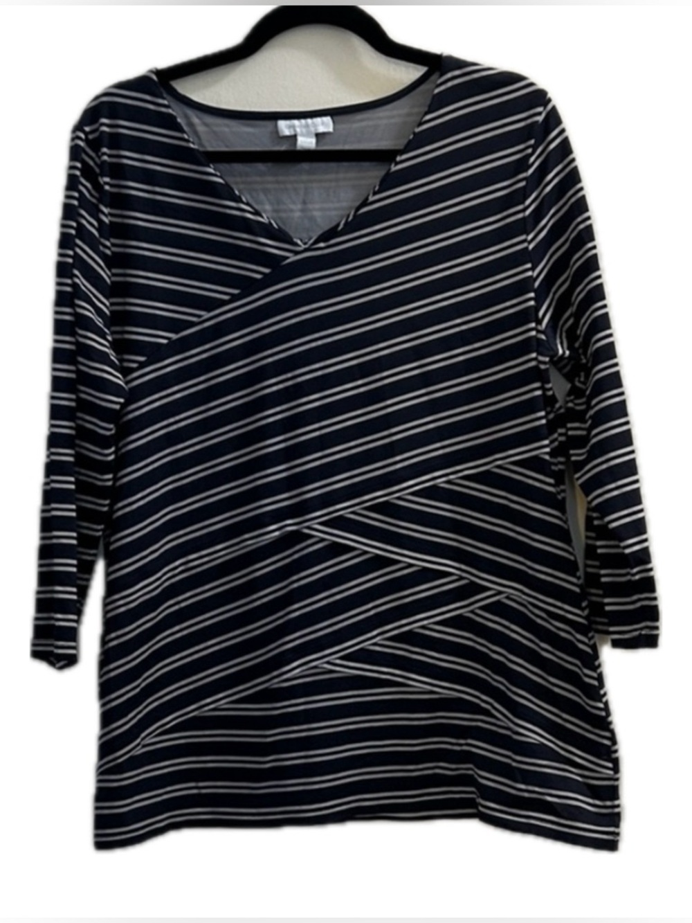 Charter Club Striped Wrap-Style Long Sleeve Top